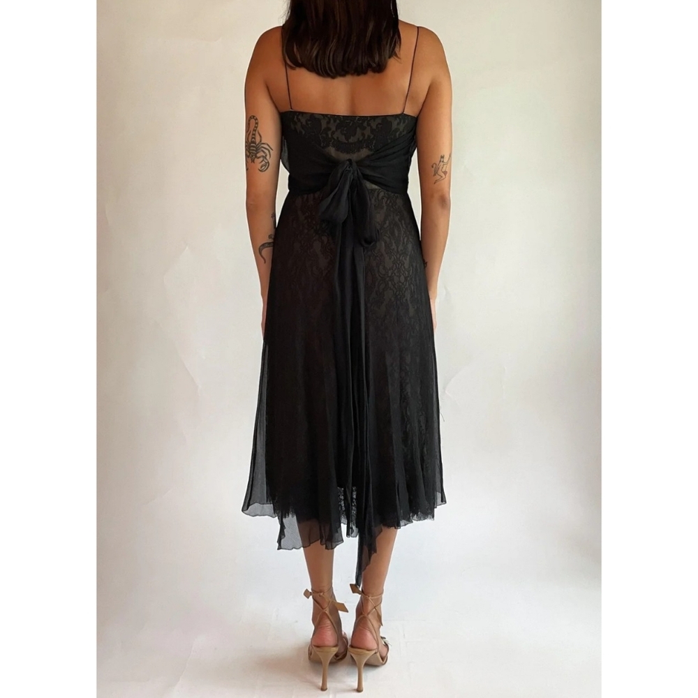 Elie Tahari silk chiffon and lace Y2K vintage-inspired dress - Picture 6 of 12